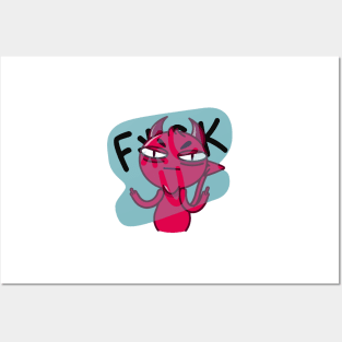 Red Devil middle finger "F*ck" Posters and Art